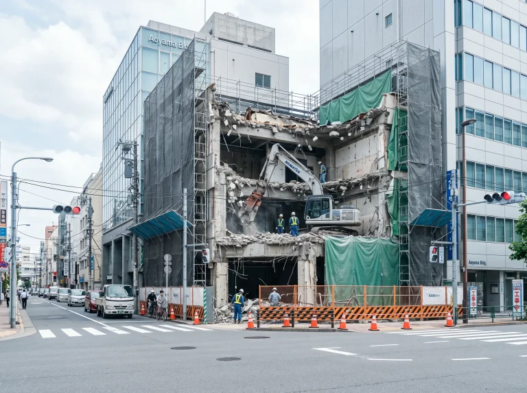 RC造3階建て商業ビルの解体